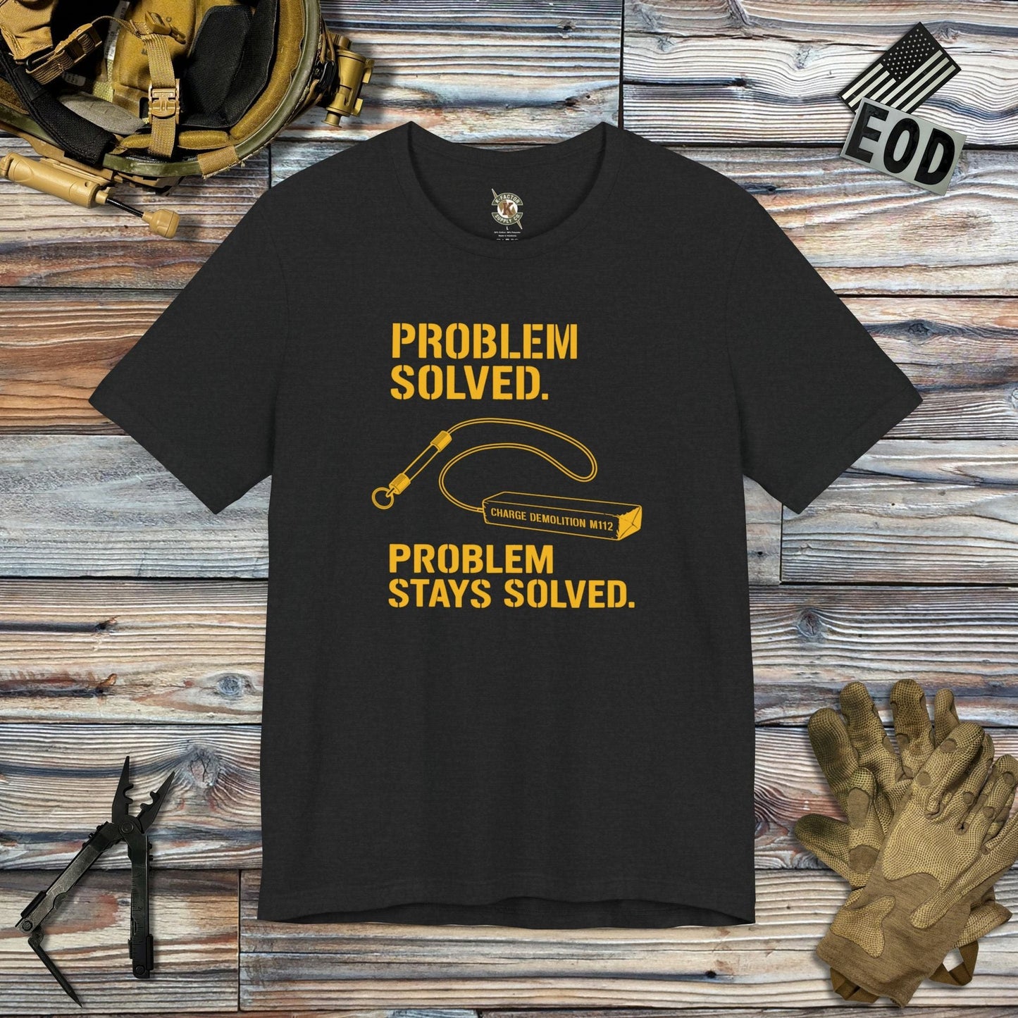 K-Factor Supply Co Problem Solved T-Shirt Solid Black Blend / S