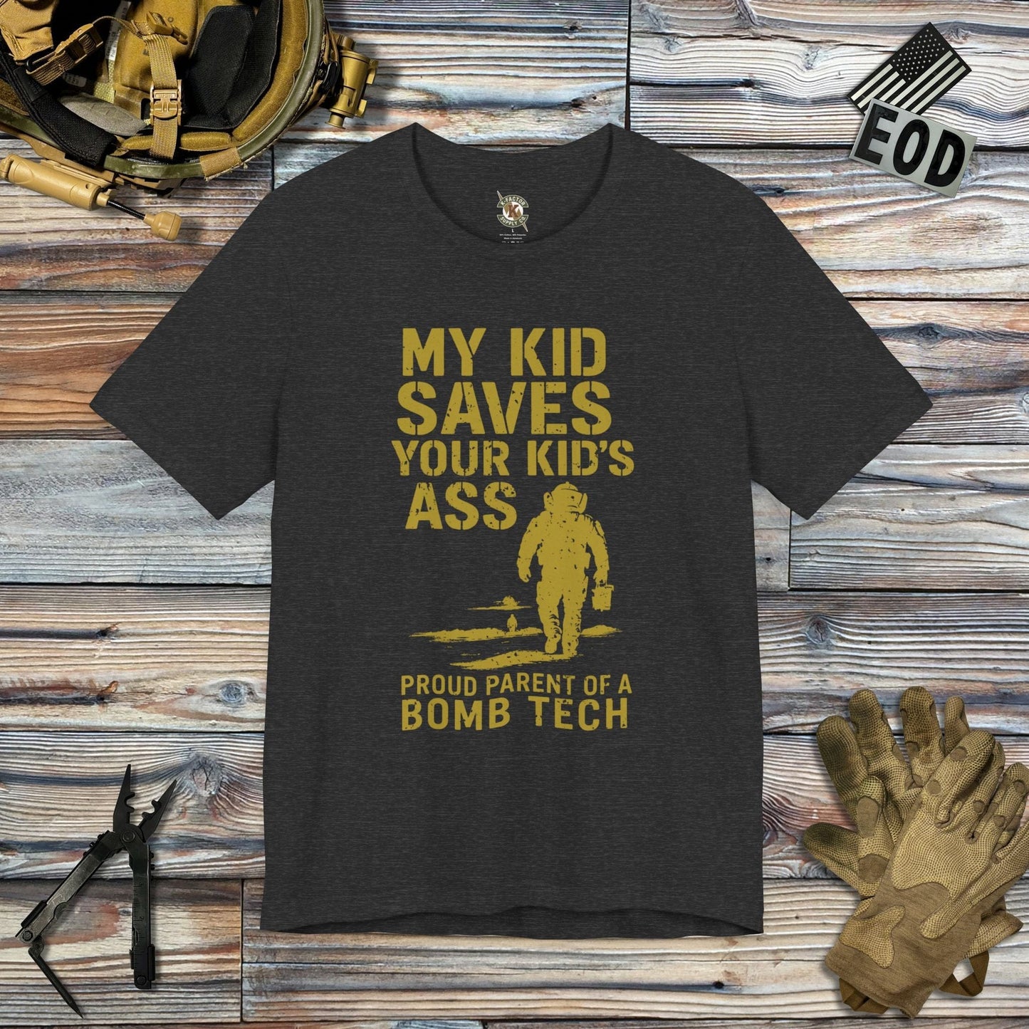 K-Factor Supply Co Proud Parent (Mk 1 Mod 0) T-Shirt Dark Grey Heather / S