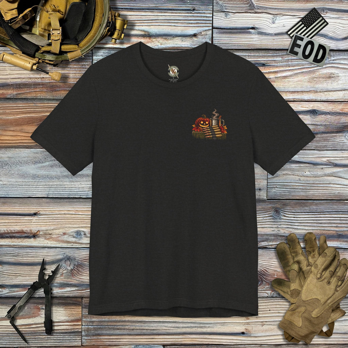 K-Factor Supply Co Pumpkin Spice Victory (Back Print) T-Shirt Black Heather / S