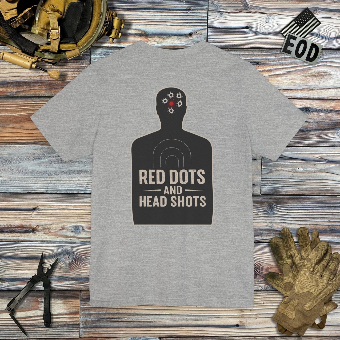 K-Factor Supply Co Red Dots and Head Shots (Back Print) T-Shirt Athletic Heather / S