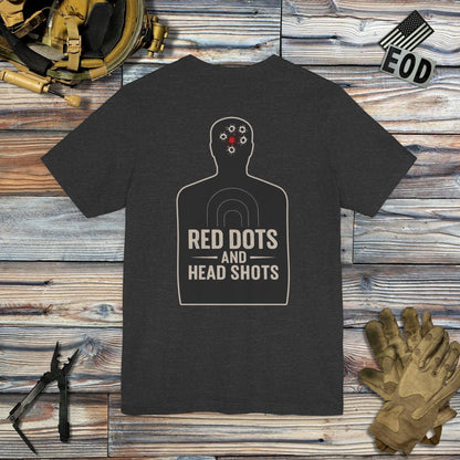 K-Factor Supply Co Red Dots and Head Shots (Back Print) T-Shirt Dark Grey Heather / S