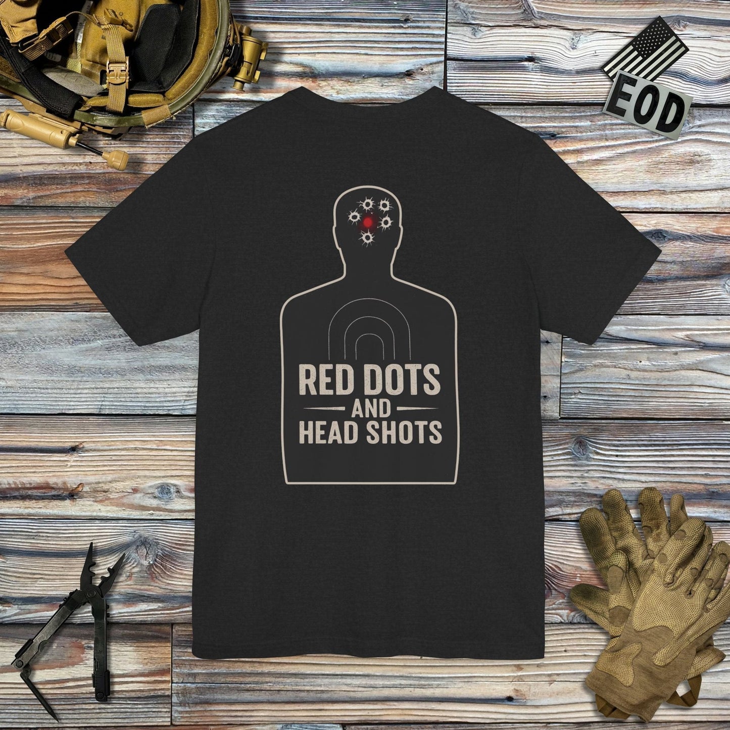 K-Factor Supply Co Red Dots and Head Shots (Back Print) T-Shirt Solid Black Blend / S