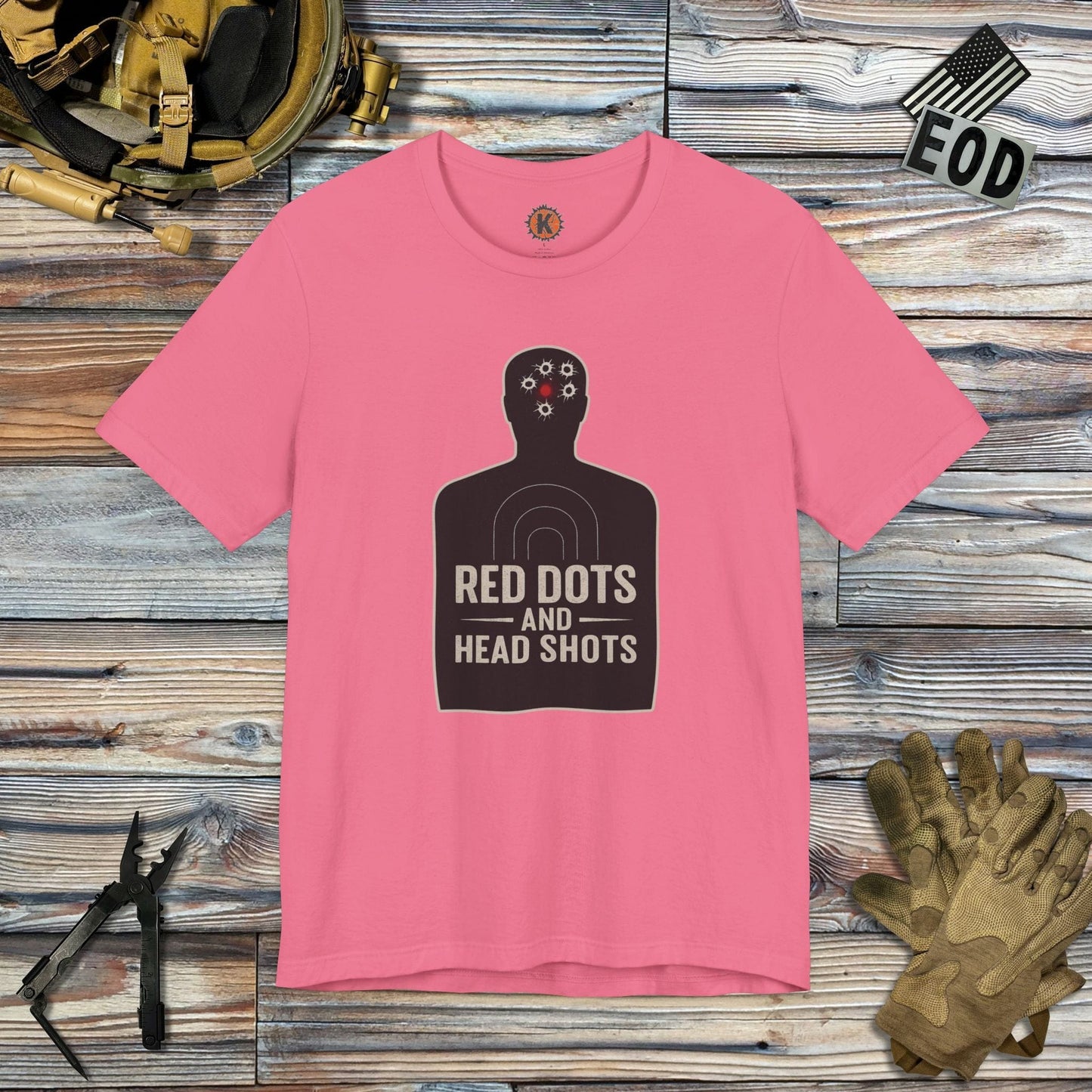 K-Factor Supply Co Red Dots and Head Shots T-Shirt Charity Pink / S