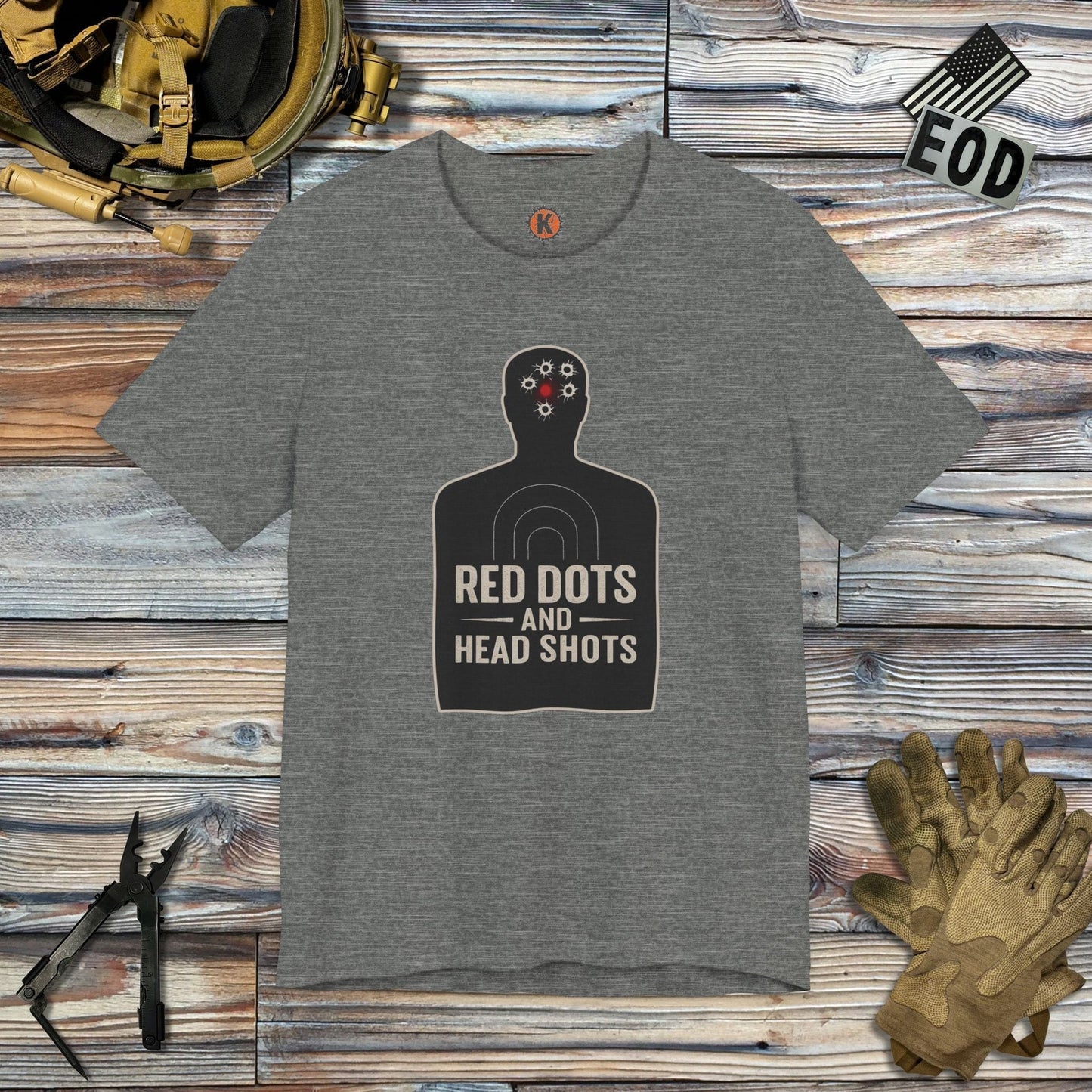 K-Factor Supply Co Red Dots and Head Shots T-Shirt Deep Heather / S