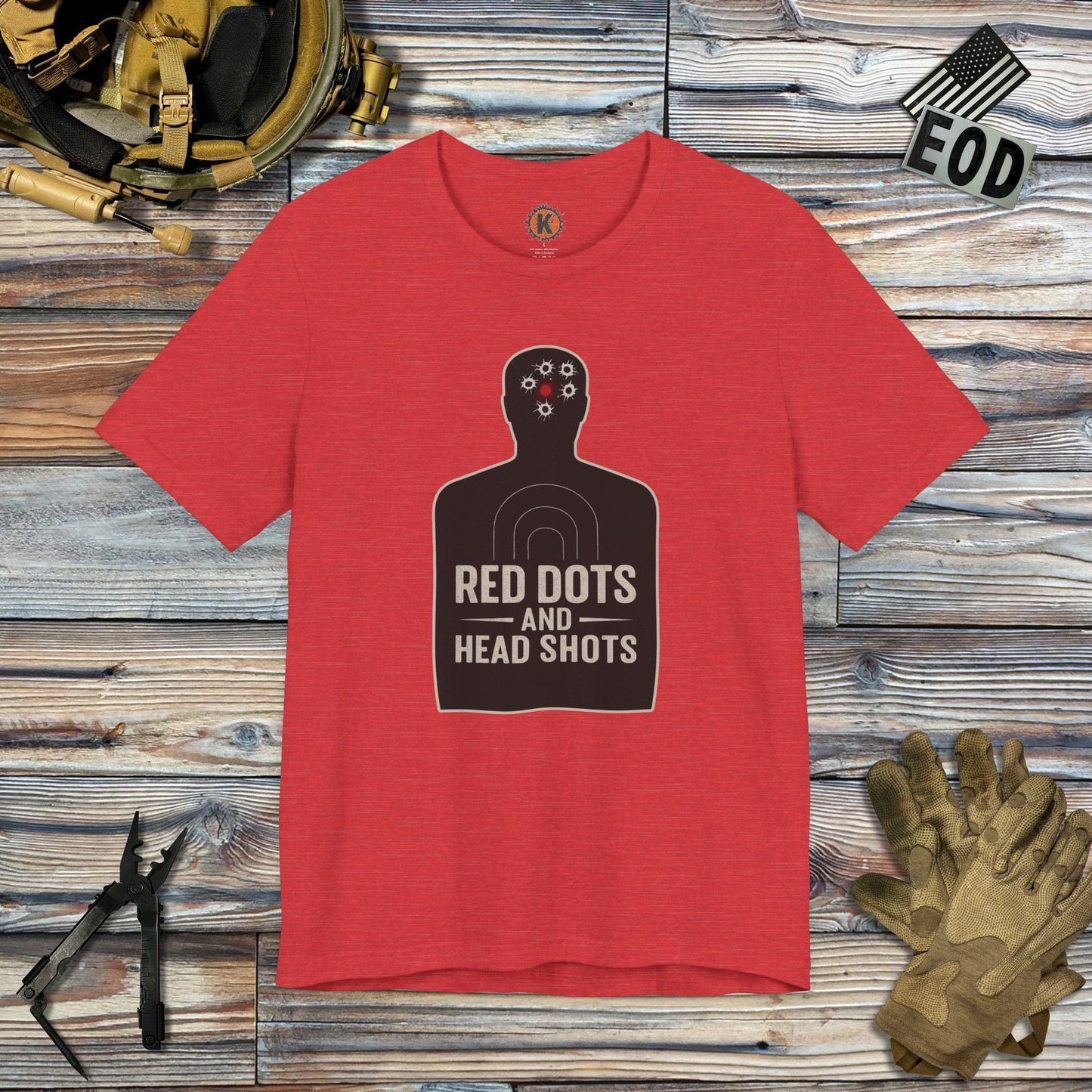 K-Factor Supply Co Red Dots and Head Shots T-Shirt Heather Red / S