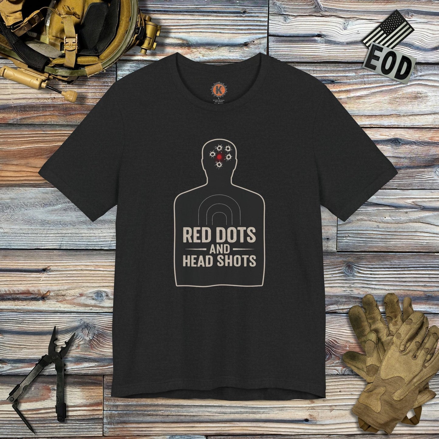 K-Factor Supply Co Red Dots and Head Shots T-Shirt Solid Black Blend / S