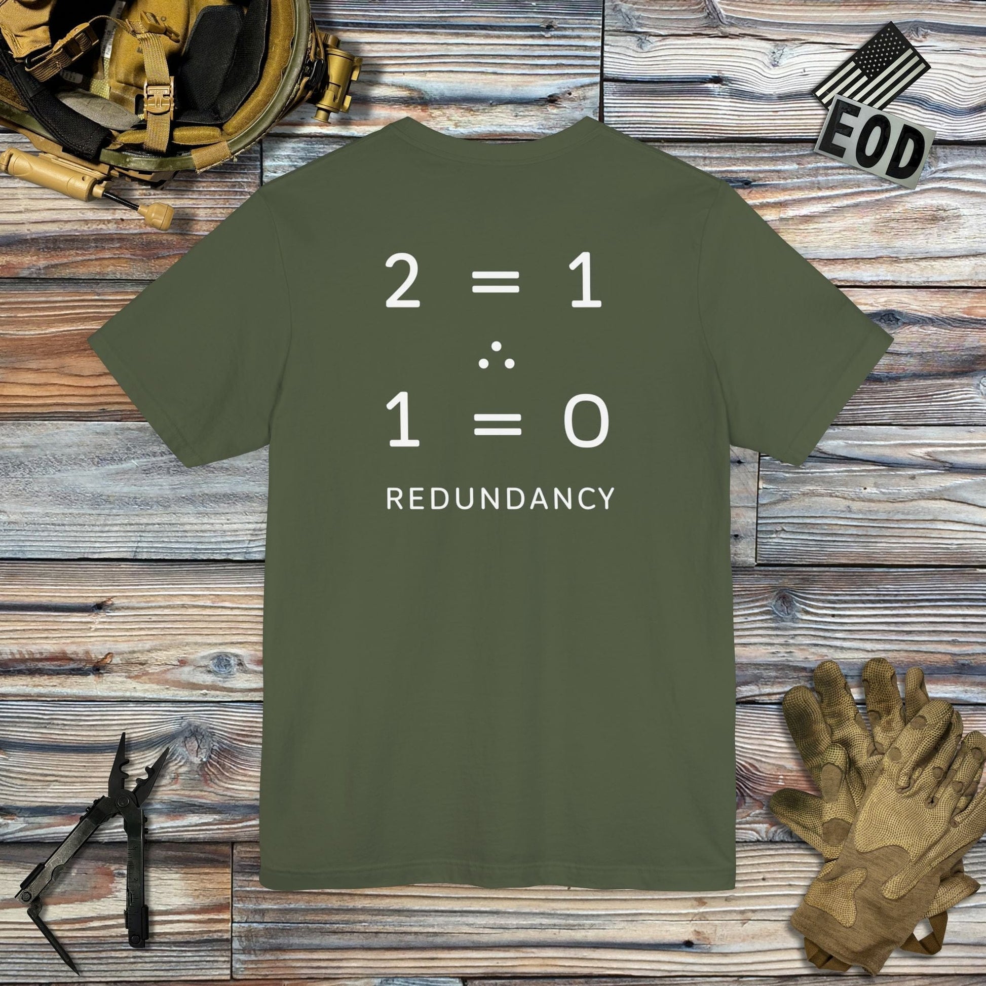 K-Factor Supply Co Redundancy (Back Print) T-Shirt Military Green / S