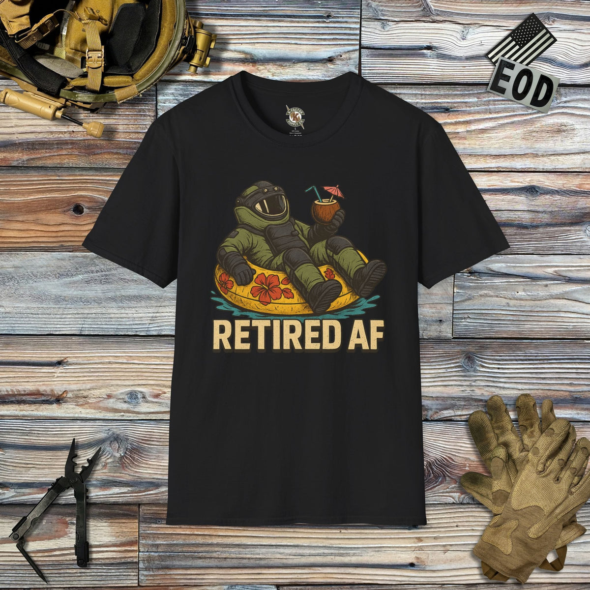 K-Factor Supply Co Retired AF (B+T) T-Shirt Black / 2XL