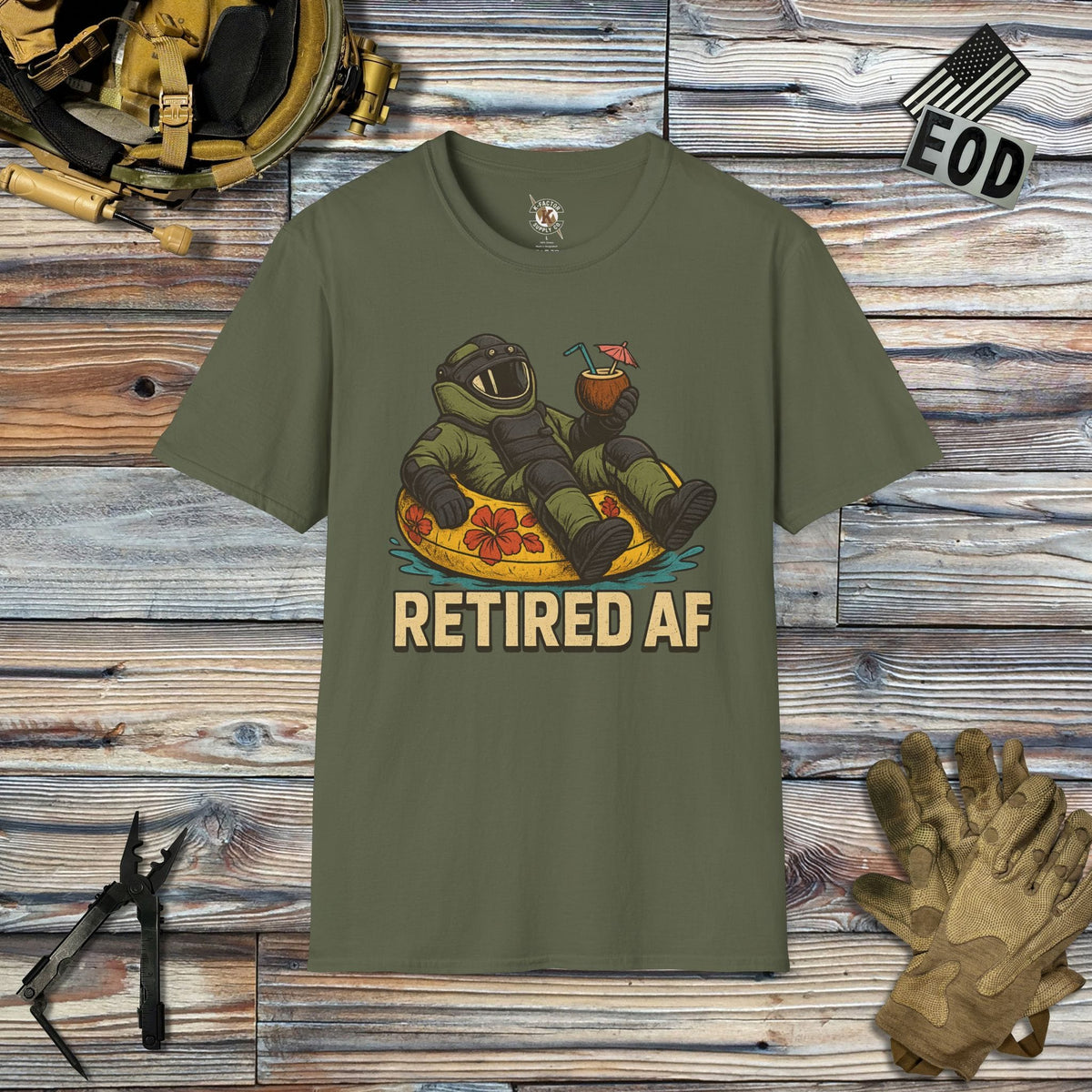 K-Factor Supply Co Retired AF (B+T) T-Shirt Military Green / 2XL