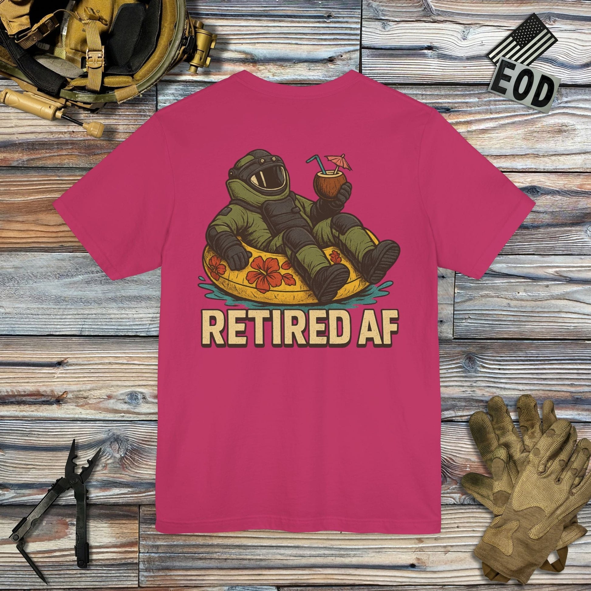 K-Factor Supply Co Retired AF (Back Print) T-Shirt Berry / S