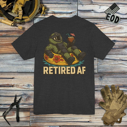 K-Factor Supply Co Retired AF (Back Print) T-Shirt Dark Grey Heather / S