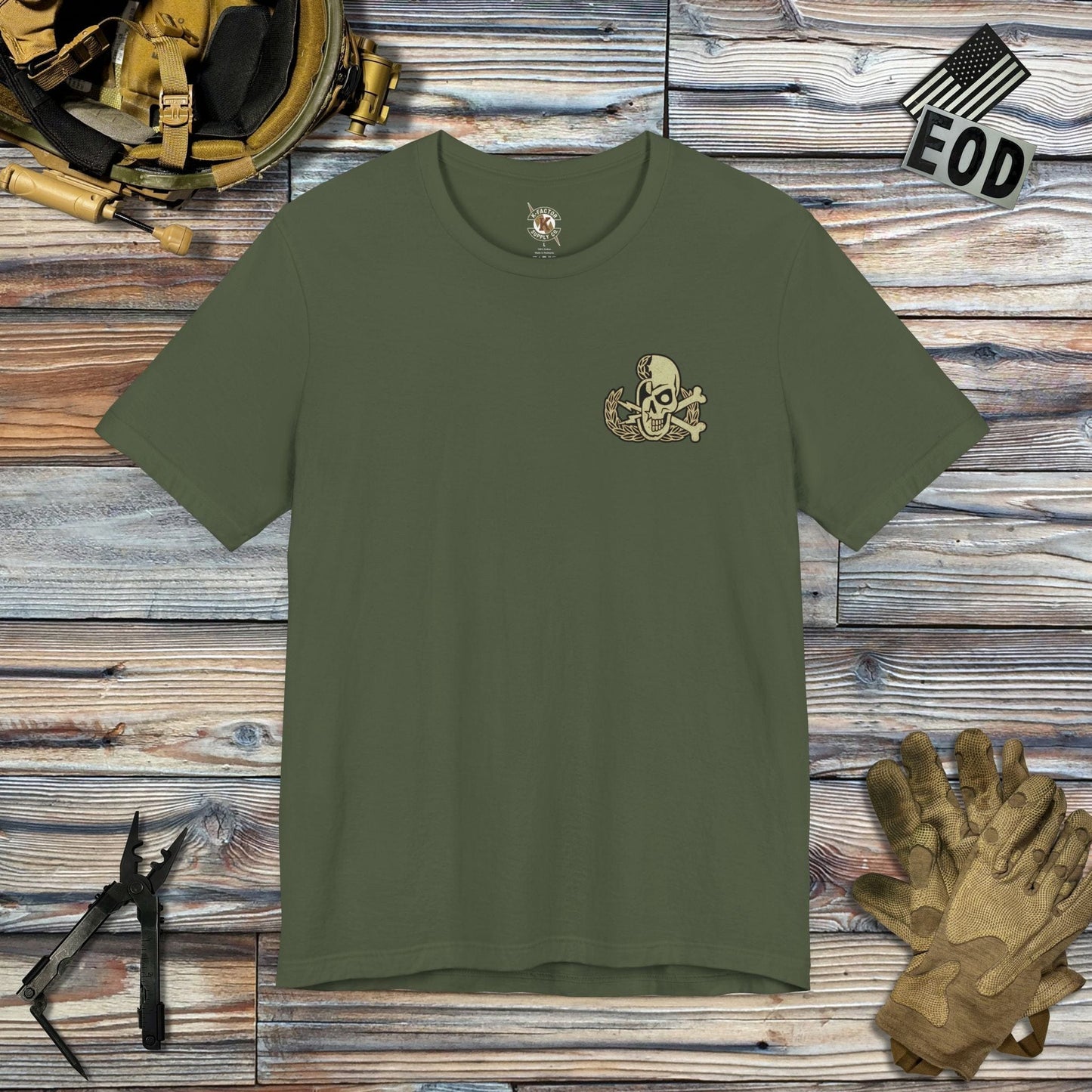 K-Factor Supply Co Retired AF (Back Print) T-Shirt Military Green / S