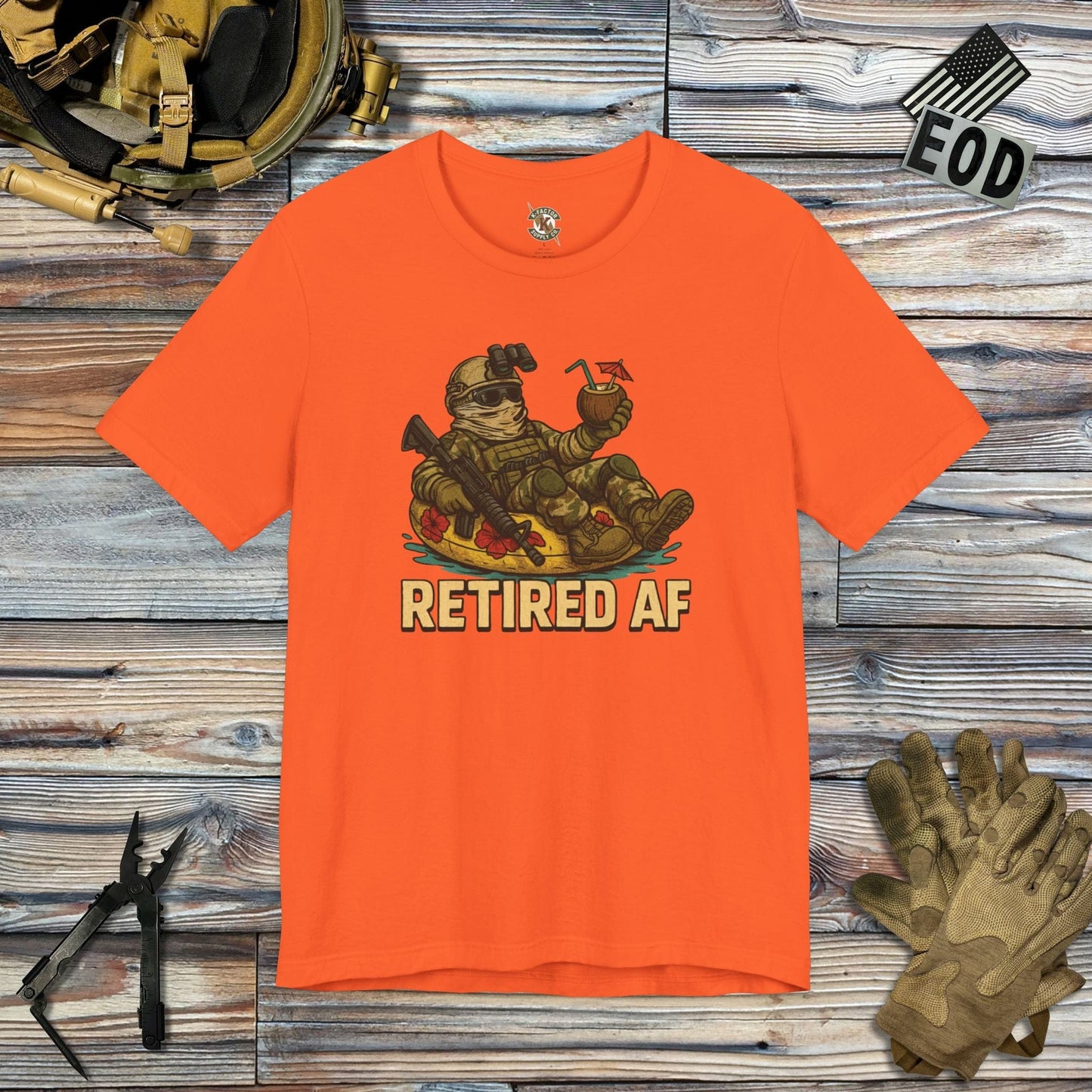 K-Factor Supply Co Retired AF (Operator) T-Shirt Orange / S