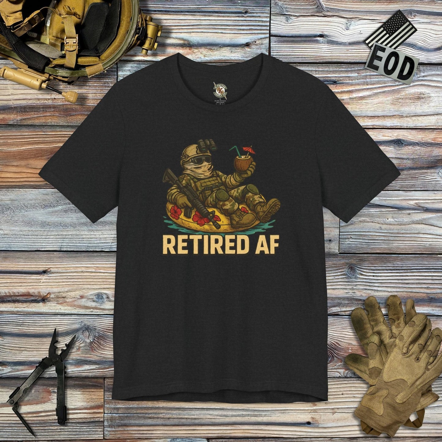 K-Factor Supply Co Retired AF (Operator) T-Shirt Solid Black Blend / S