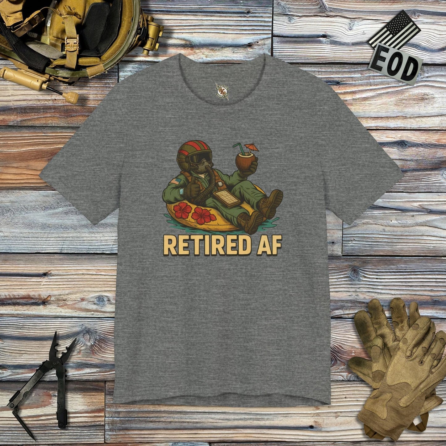 K-Factor Supply Co Retired AF (Pilot) T-Shirt Deep Heather / S