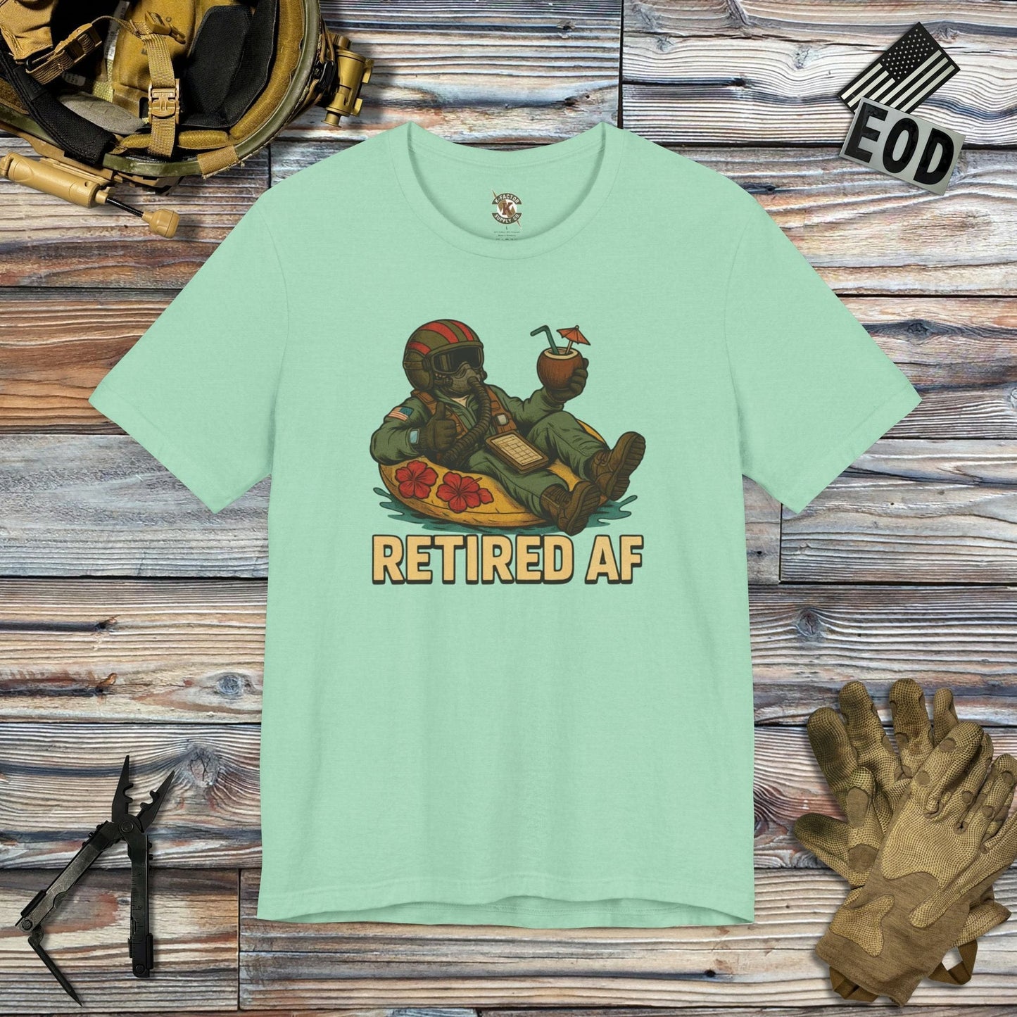 K-Factor Supply Co Retired AF (Pilot) T-Shirt Heather Mint / S
