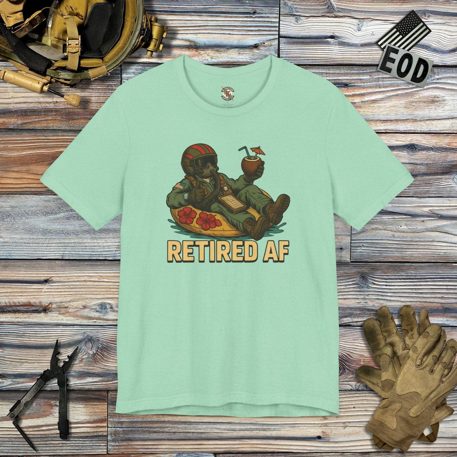 K-Factor Supply Co Retired AF (Pilot) T-Shirt Heather Mint / S