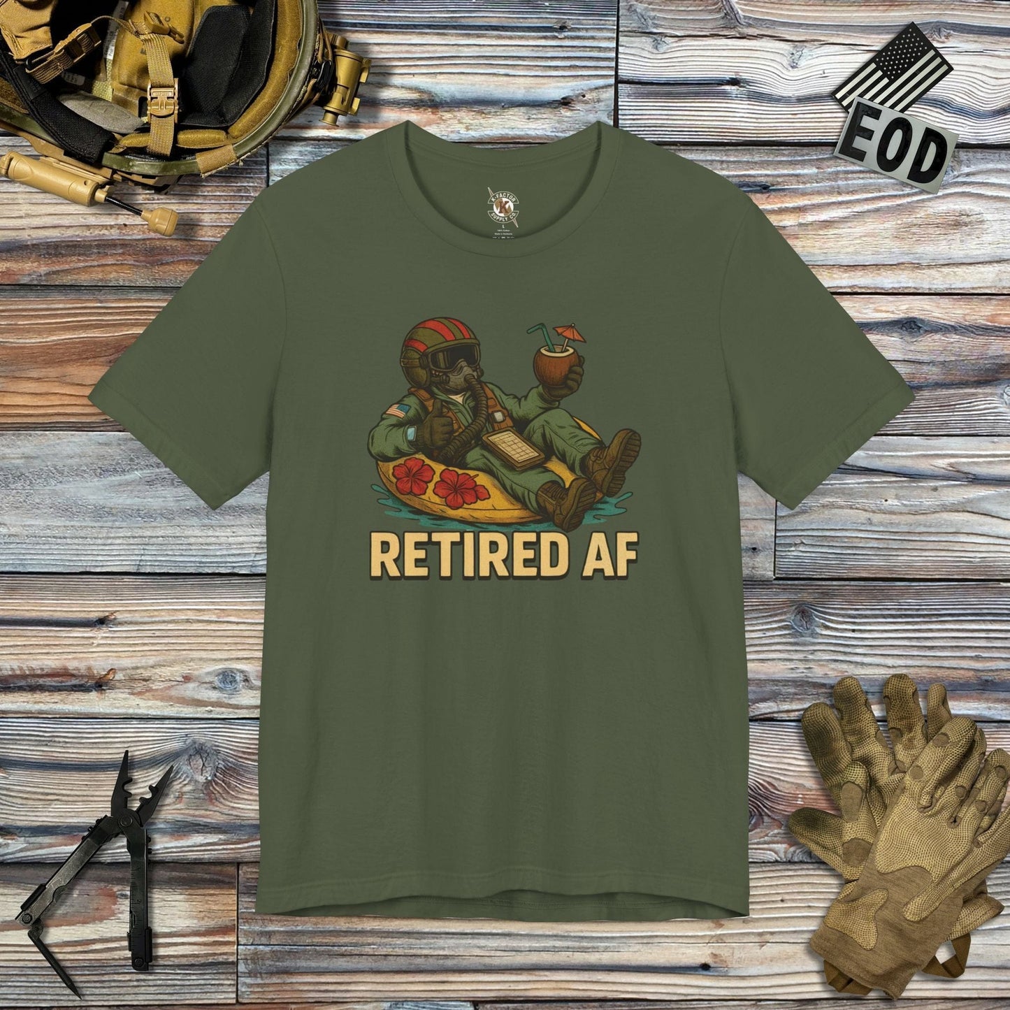 K-Factor Supply Co Retired AF (Pilot) T-Shirt Military Green / S