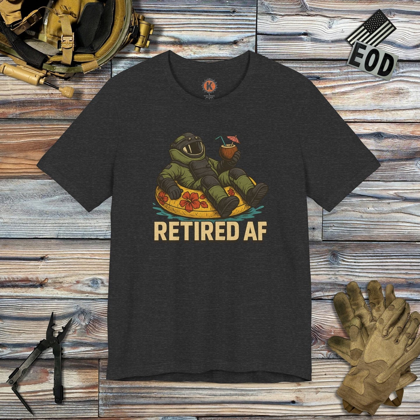 K-Factor Supply Co Retired AF T-Shirt Dark Grey Heather / S