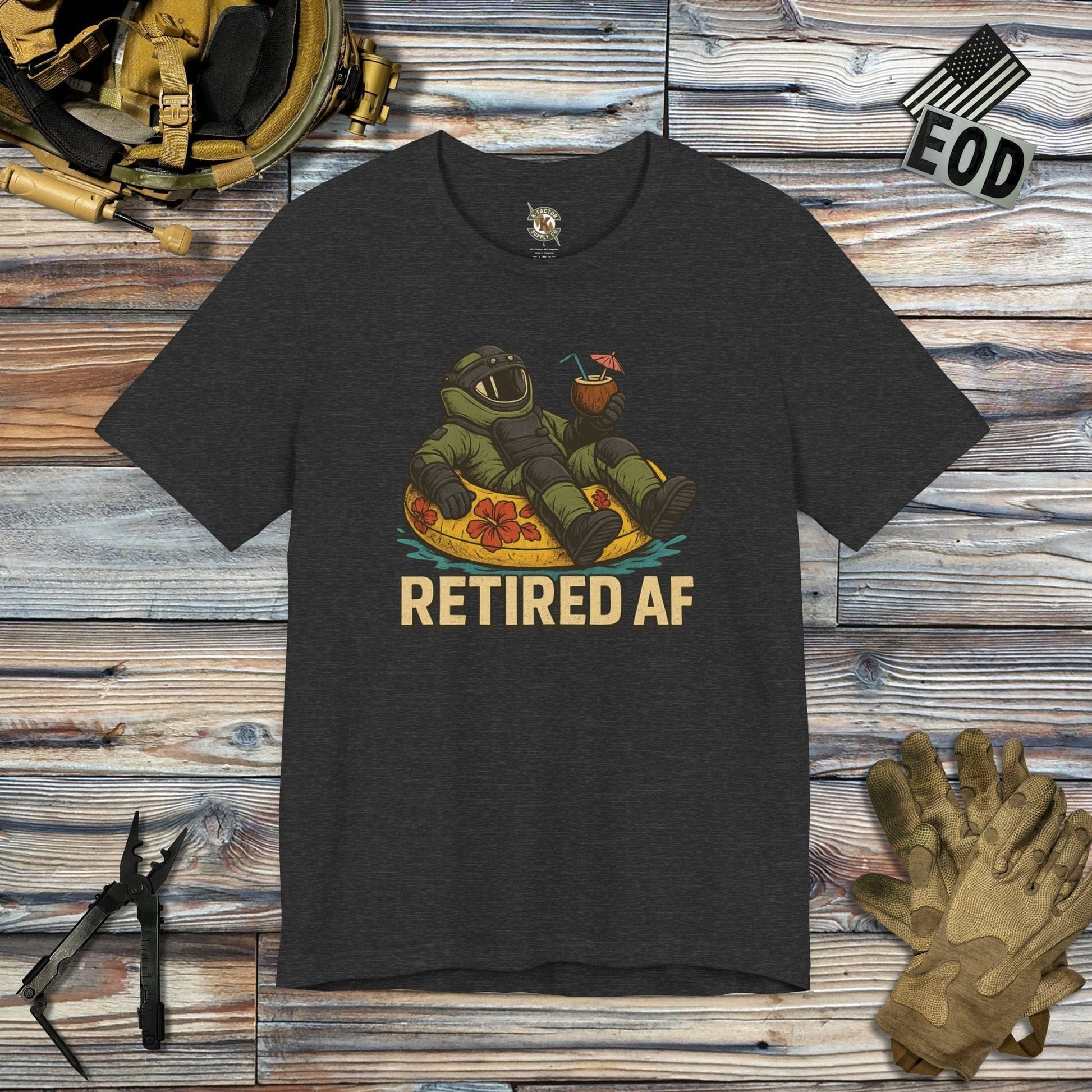 K-Factor Supply Co Retired AF T-Shirt Dark Grey Heather / S