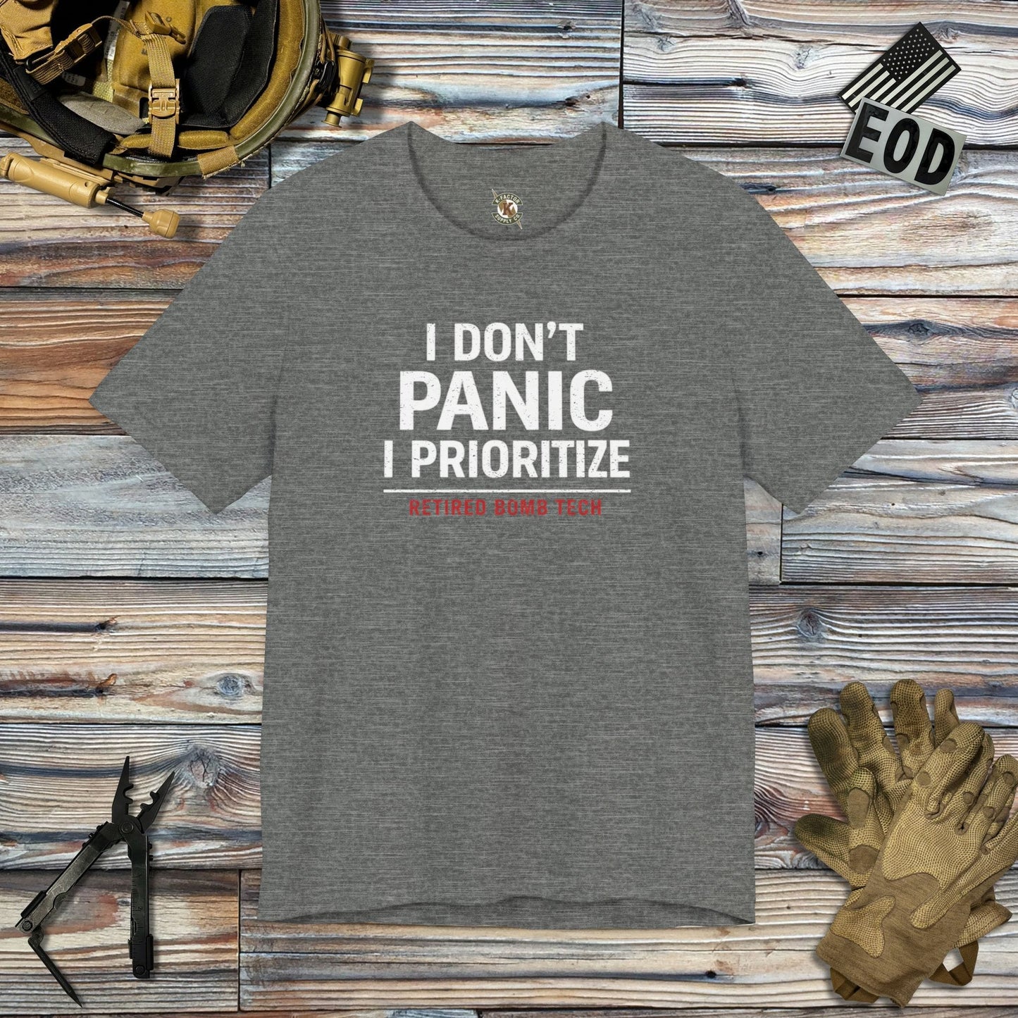 K-Factor Supply Co Retired Bomb Tech - Panic T-Shirt Deep Heather / S