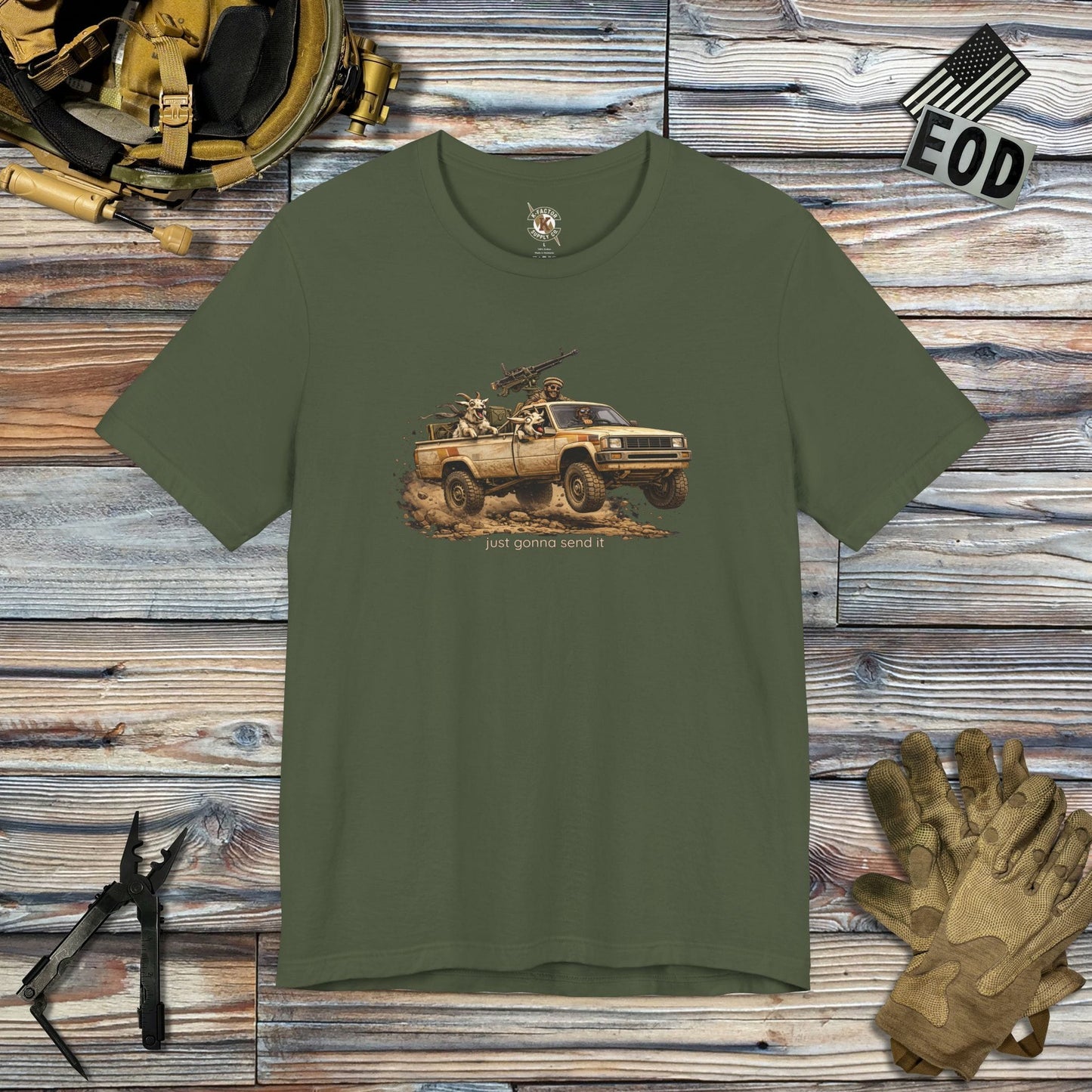 K-Factor Supply Co Send It "High"-lux T-Shirt Military Green / S