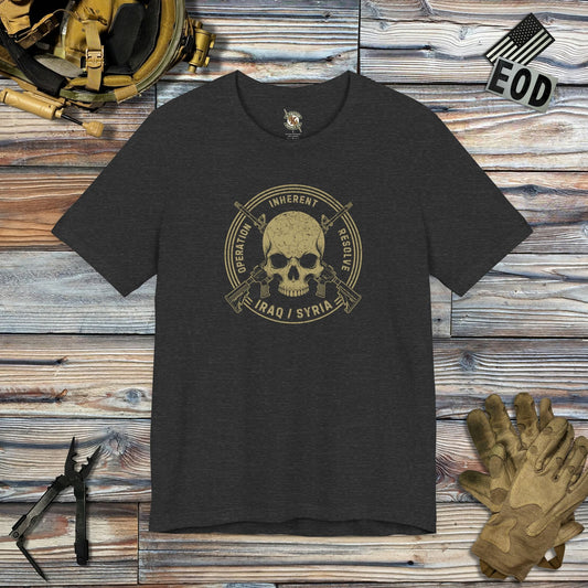 K-Factor Supply Co Skull & Carbines Icon - OIR (Iraq/Syria) T-Shirt Dark Grey Heather / S