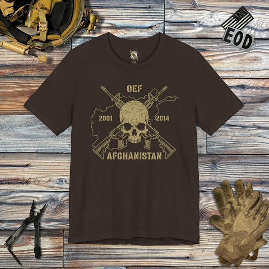 K-Factor Supply Co Skull & Carbines - OEF T-Shirt Brown / S