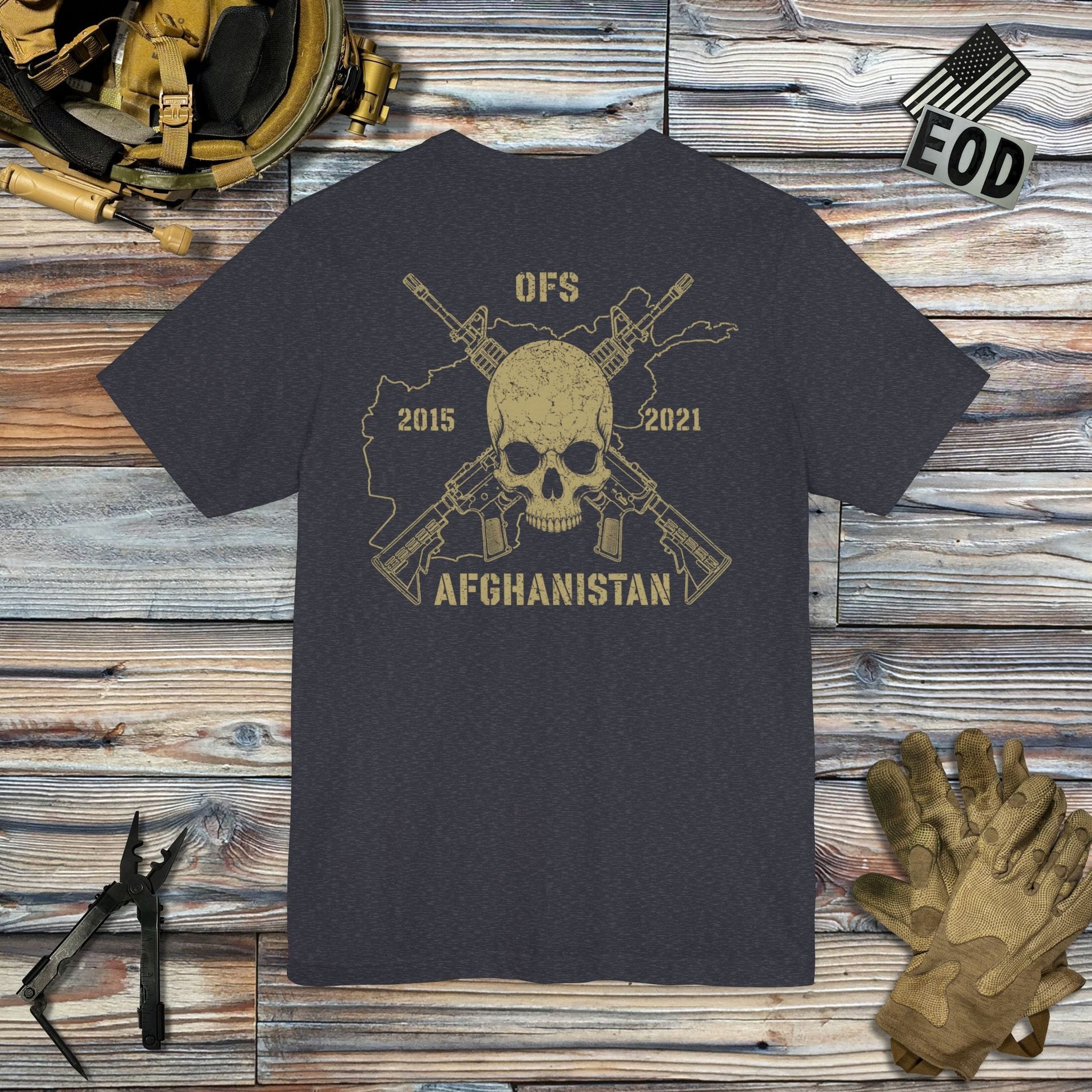 K-Factor Supply Co Skull & Carbines - OFS (Back Print) T-Shirt Heather Navy / S