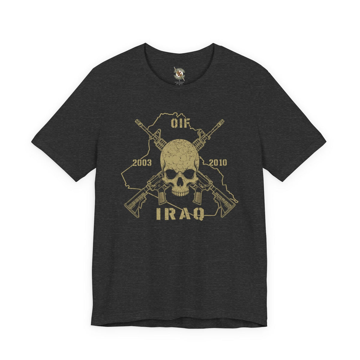 K-Factor Supply Co Skull & Carbines - OIF T-Shirt Dark Grey Heather / S