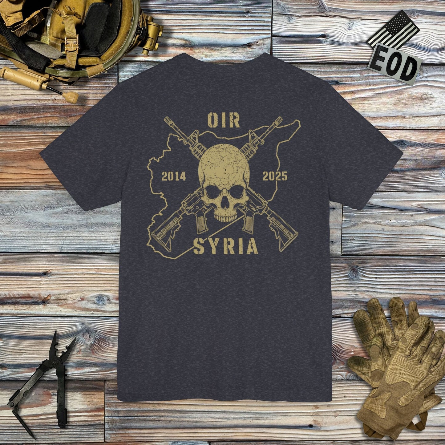 K-Factor Supply Co Skull & Carbines - OIR (Syria) [Back Print] T-Shirt