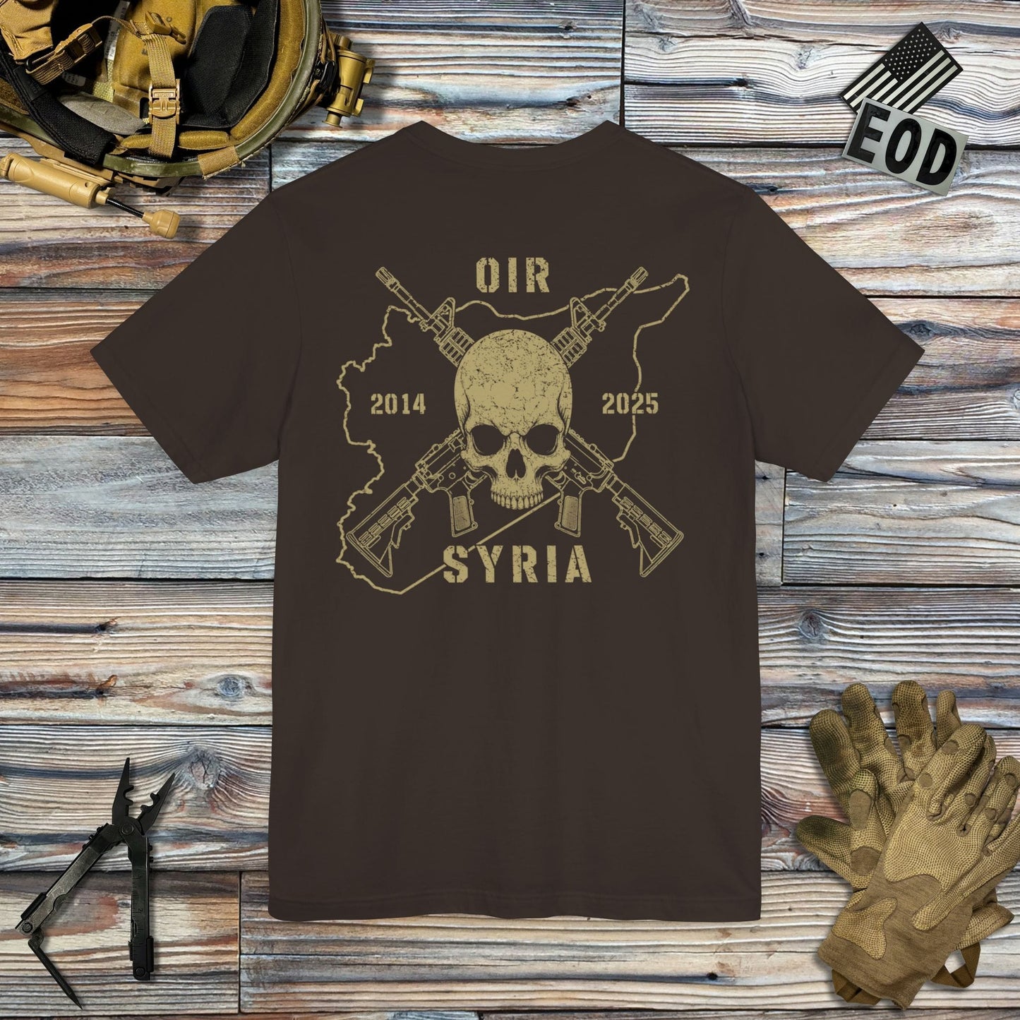 K-Factor Supply Co Skull & Carbines - OIR (Syria) [Back Print] T-Shirt