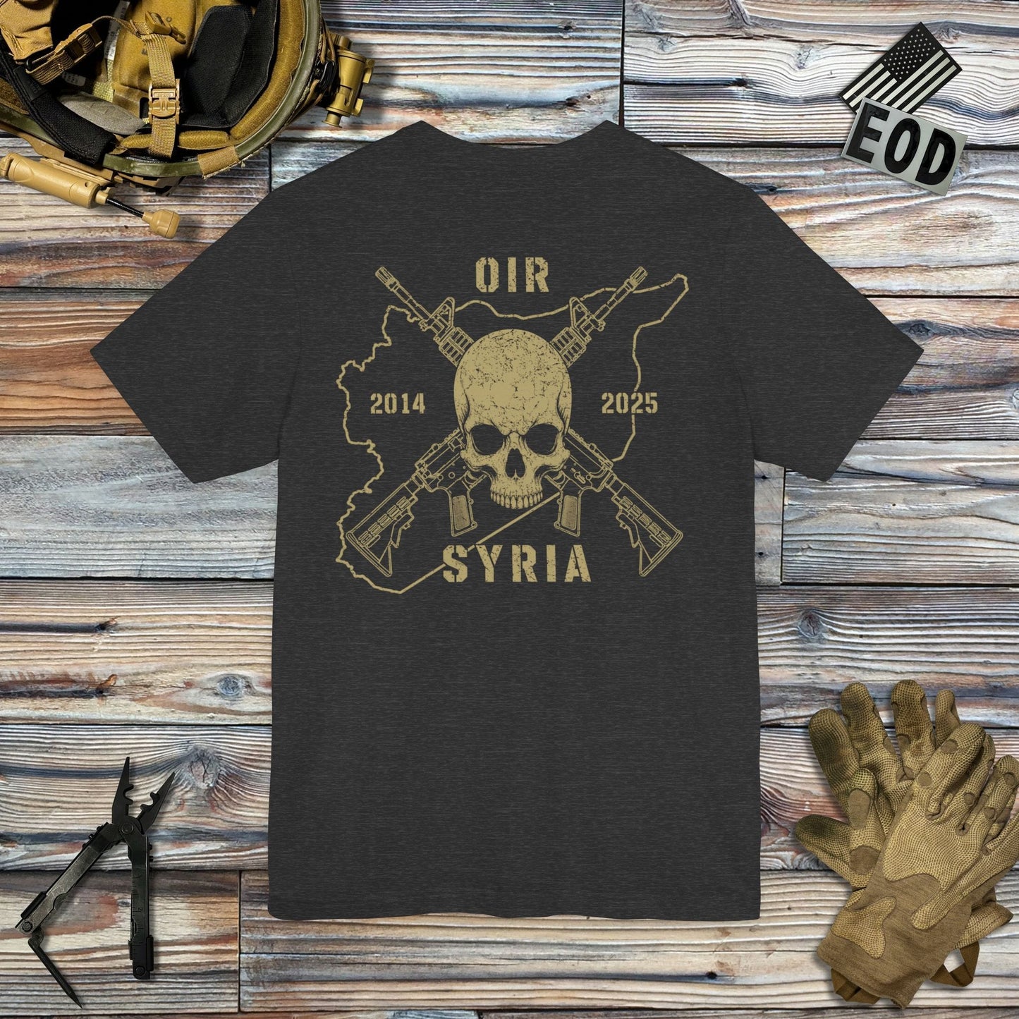 K-Factor Supply Co Skull & Carbines - OIR (Syria) [Back Print] T-Shirt