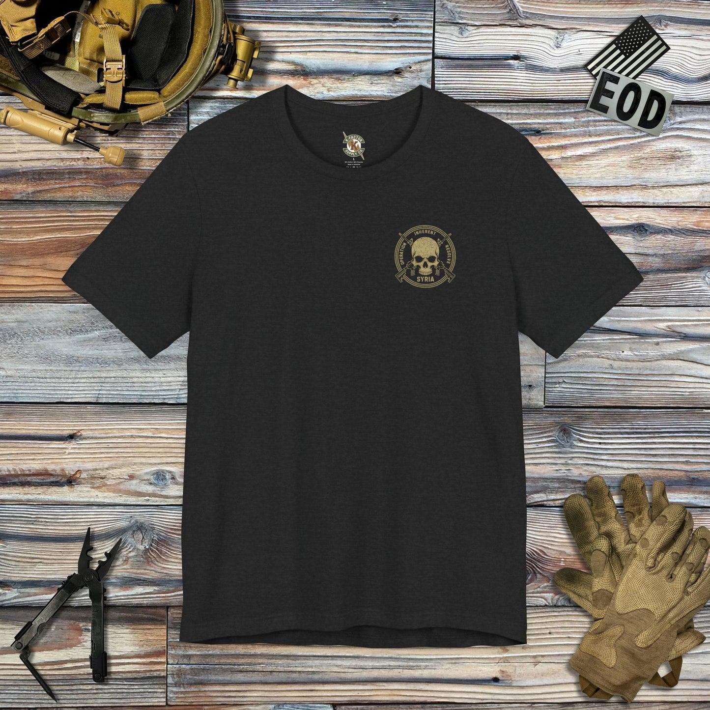 K-Factor Supply Co Skull & Carbines - OIR (Syria) [Back Print] T-Shirt