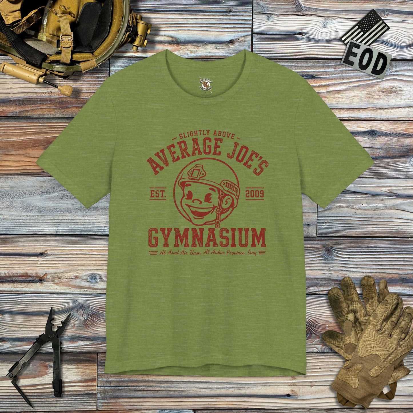 K-Factor Supply Co Slightly Above Average Joe's Gym T-Shirt Heather Green / S