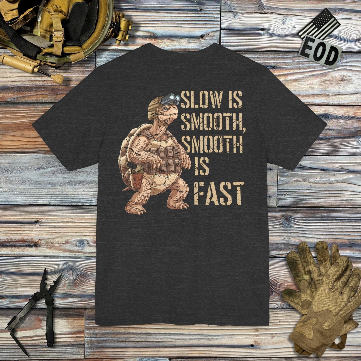 K-Factor Supply Co Slow is Smooth (Back Print) T-Shirt Dark Grey Heather / S