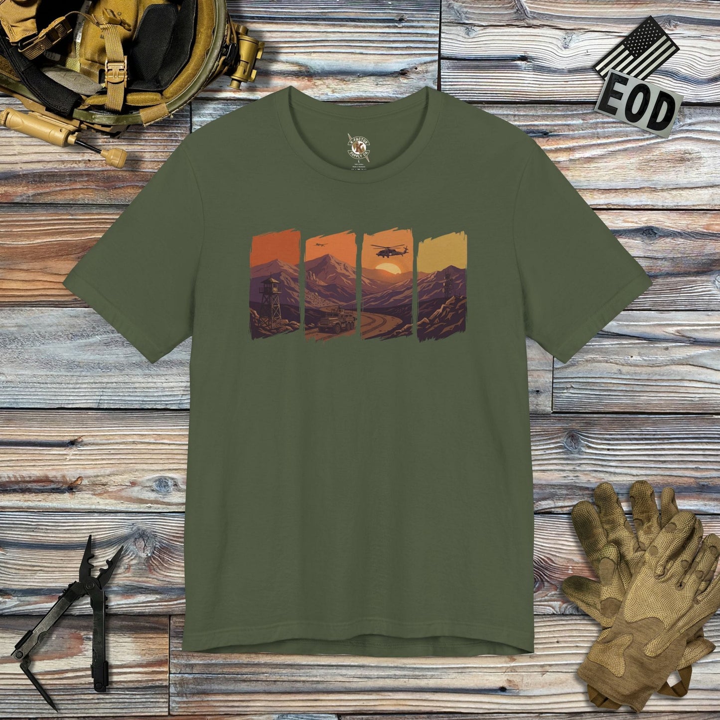 K-Factor Supply Co Some Roads Mk 1 Mod 1 T-Shirt Military Green / S
