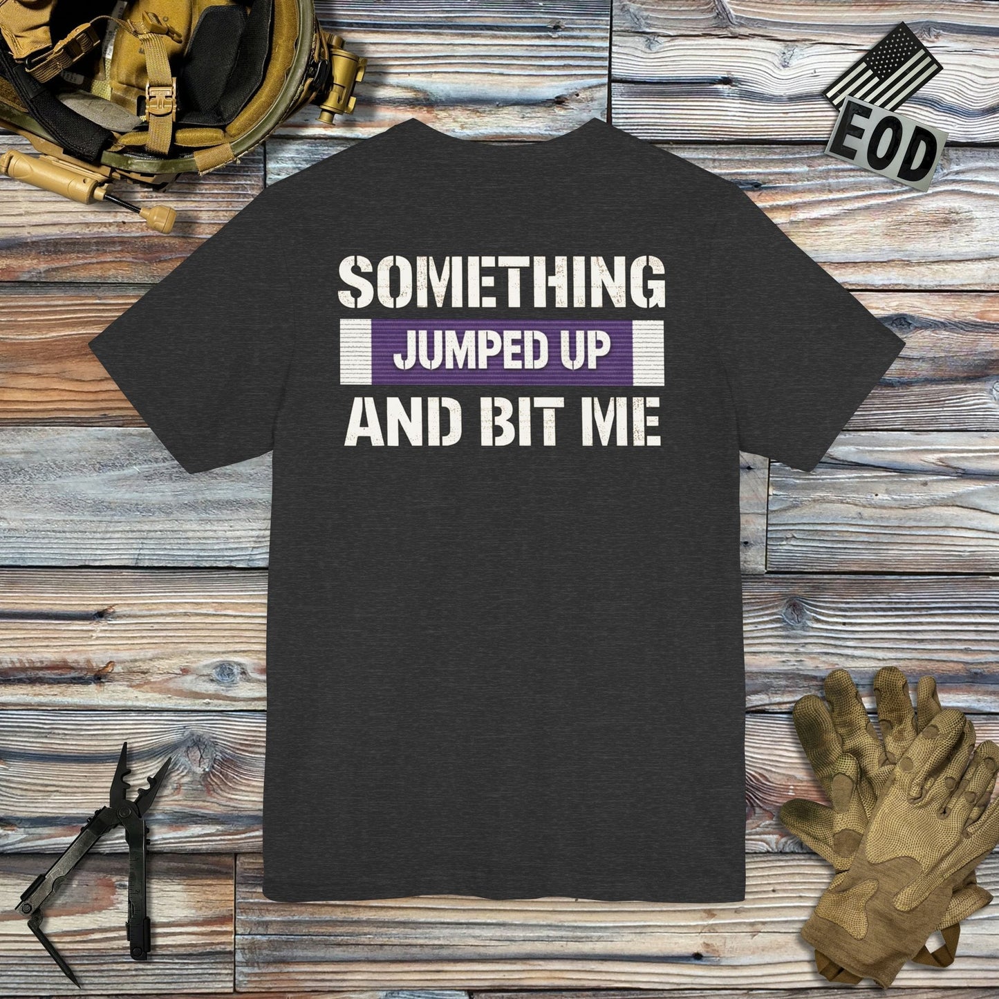 K-Factor Supply Co Something Bit Me (Back Print) T-Shirt Dark Grey Heather / S