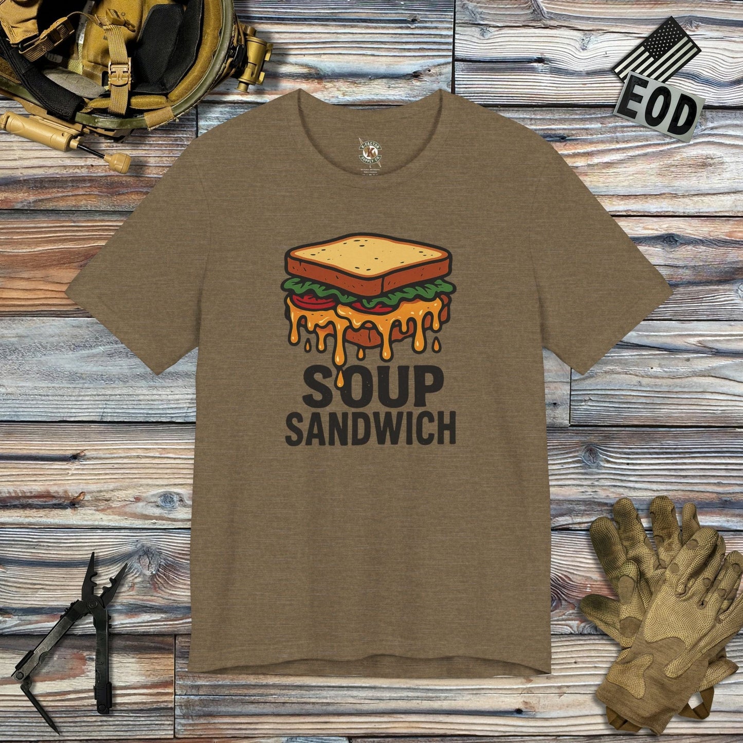 K-Factor Supply Co Soup Sandwich T-Shirt Heather Olive / S