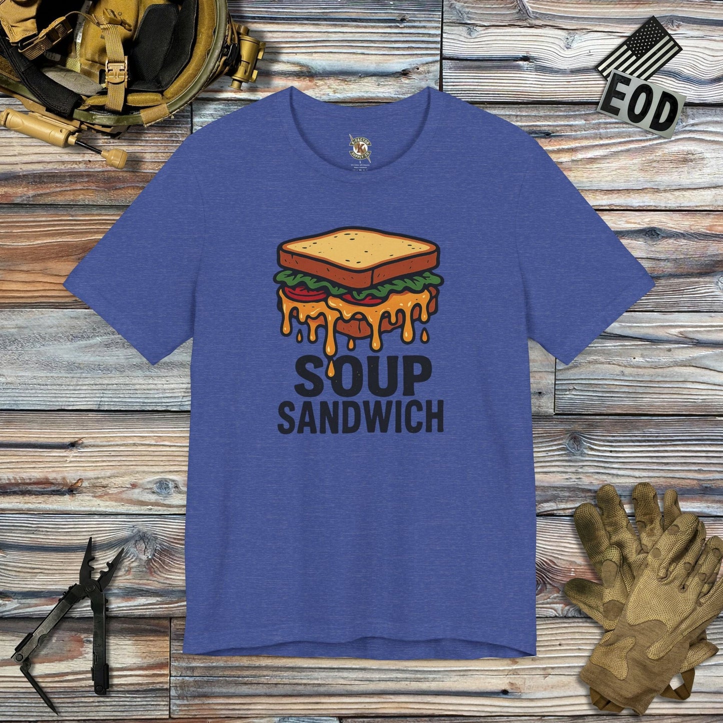 K-Factor Supply Co Soup Sandwich T-Shirt Heather True Royal / S