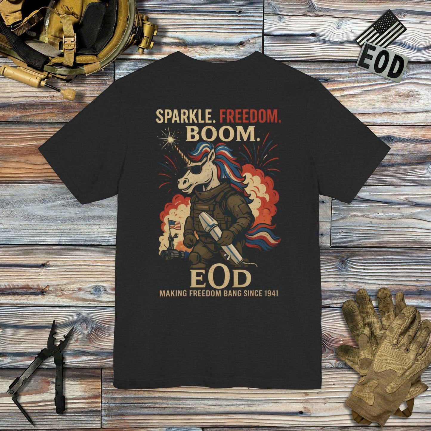 K-Factor Supply Co Sparkle Freedom JROD (Back Print) T-Shirt