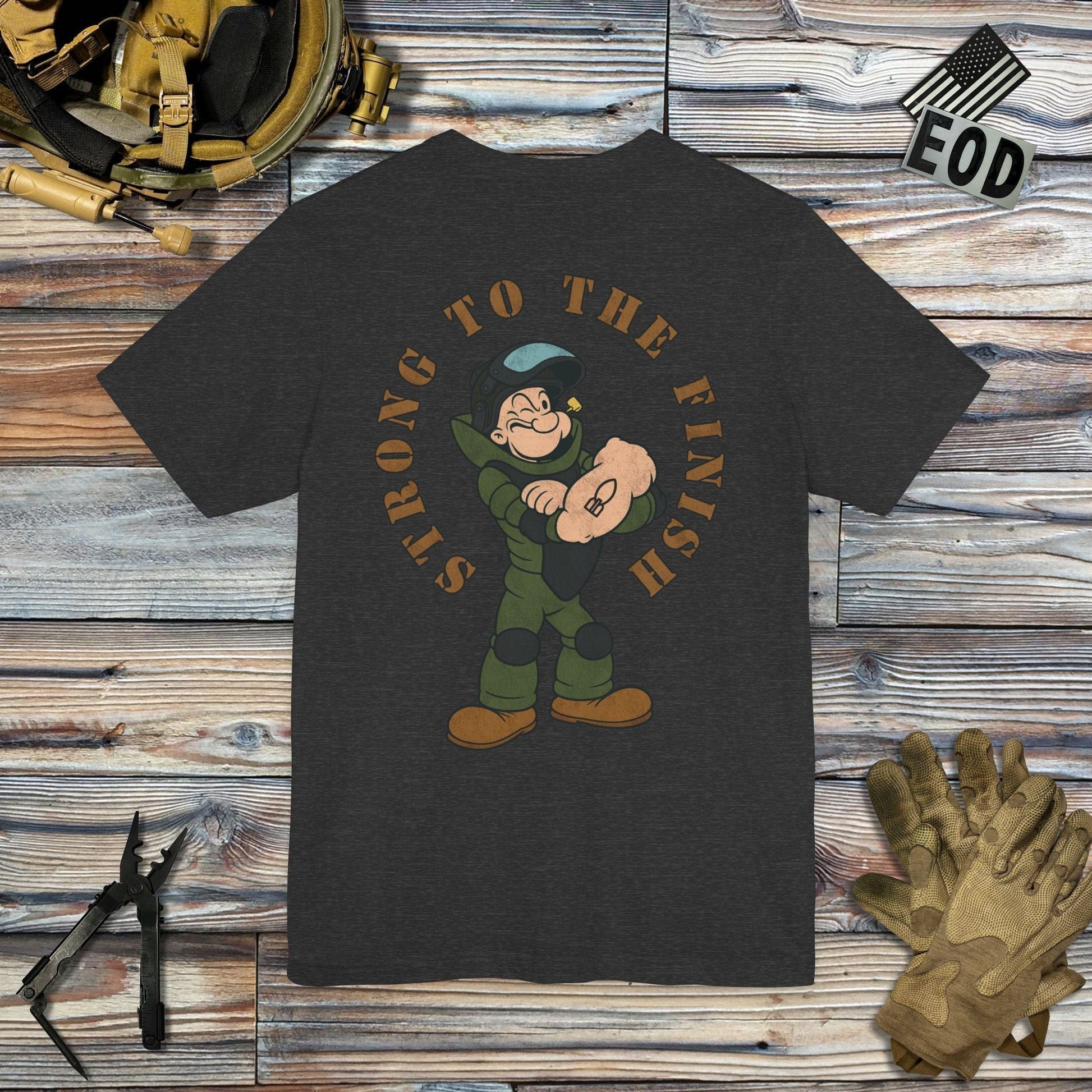 K-Factor Supply Co Strong to the Finish (Back Print) T-Shirt Dark Grey Heather / S