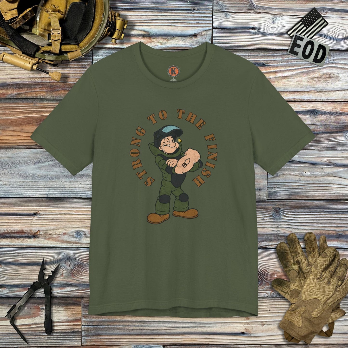K-Factor Supply Co Strong to the Finish T-Shirt Military Green / S