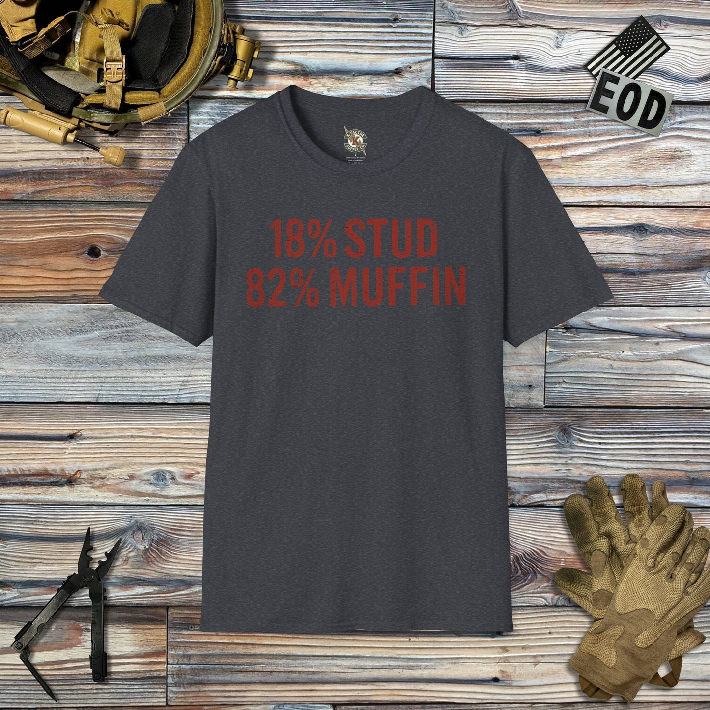 K-Factor Supply Co Stud Muffin (B+T) T-Shirt Dark Heather Grey / 2XL