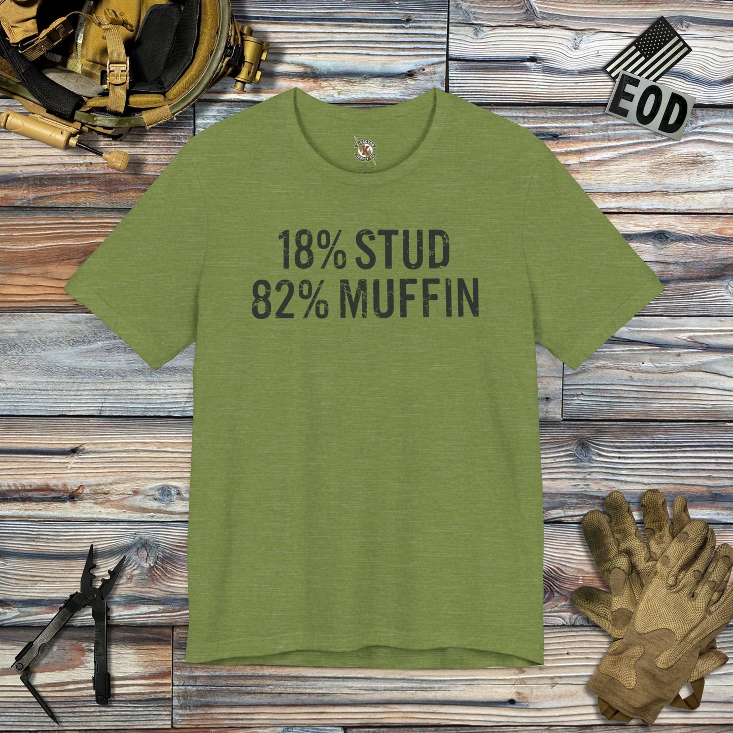 K-Factor Supply Co Stud Muffin Mk 1 Mod 1 T-Shirt Heather Green / S