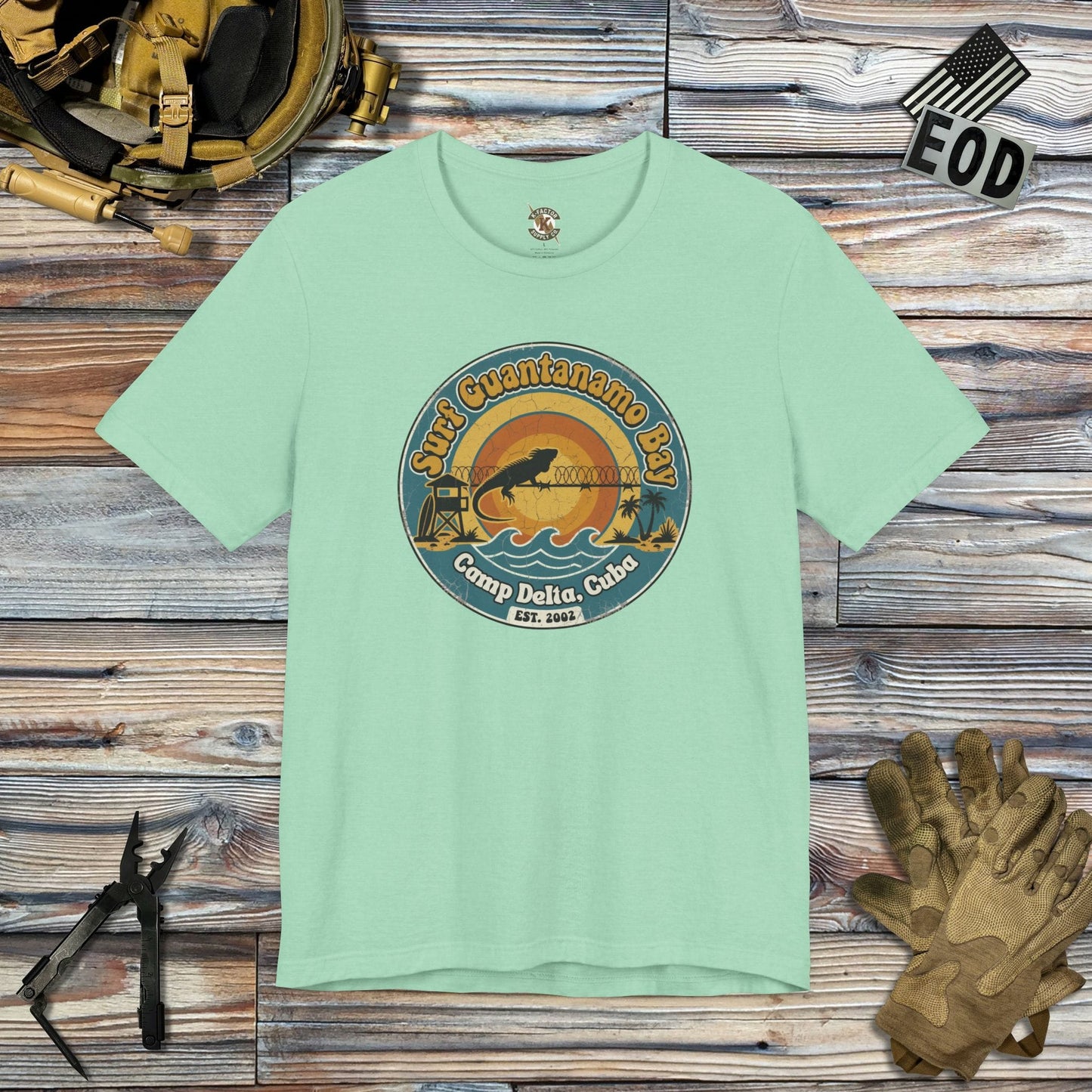K-Factor Supply Co Surf GTMO (Camp Delta) T-Shirt Heather Mint / S
