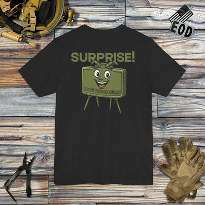 K-Factor Supply Co Surprise! (Back Print) T-Shirt Solid Black Blend / S