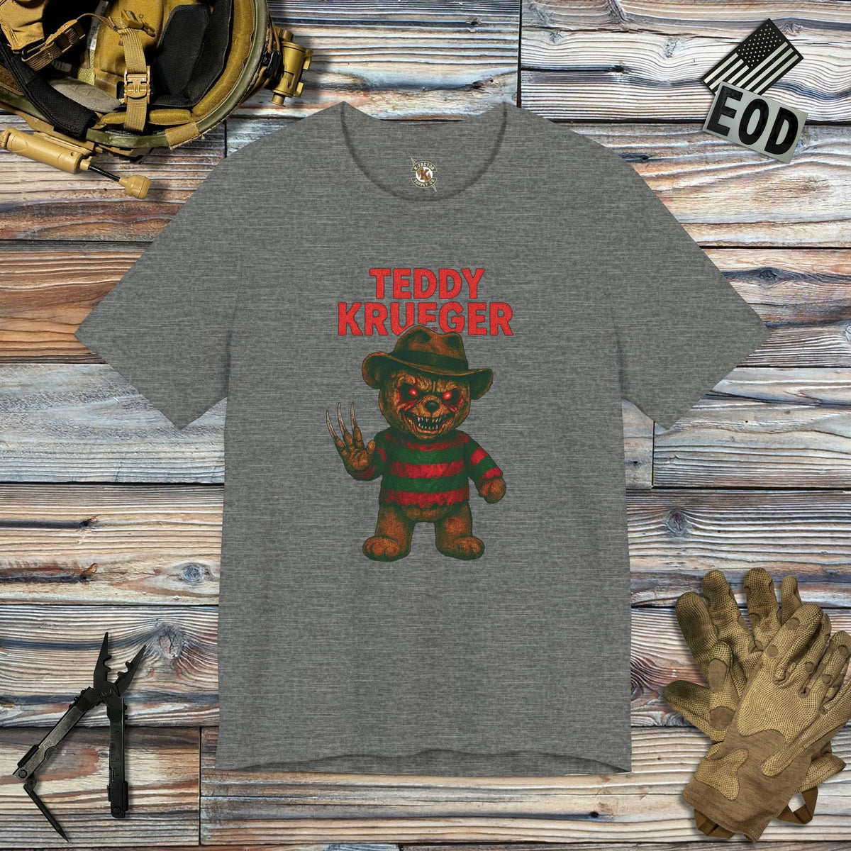 K-Factor Supply Co Teddy Krueger T-Shirt Deep Heather / S