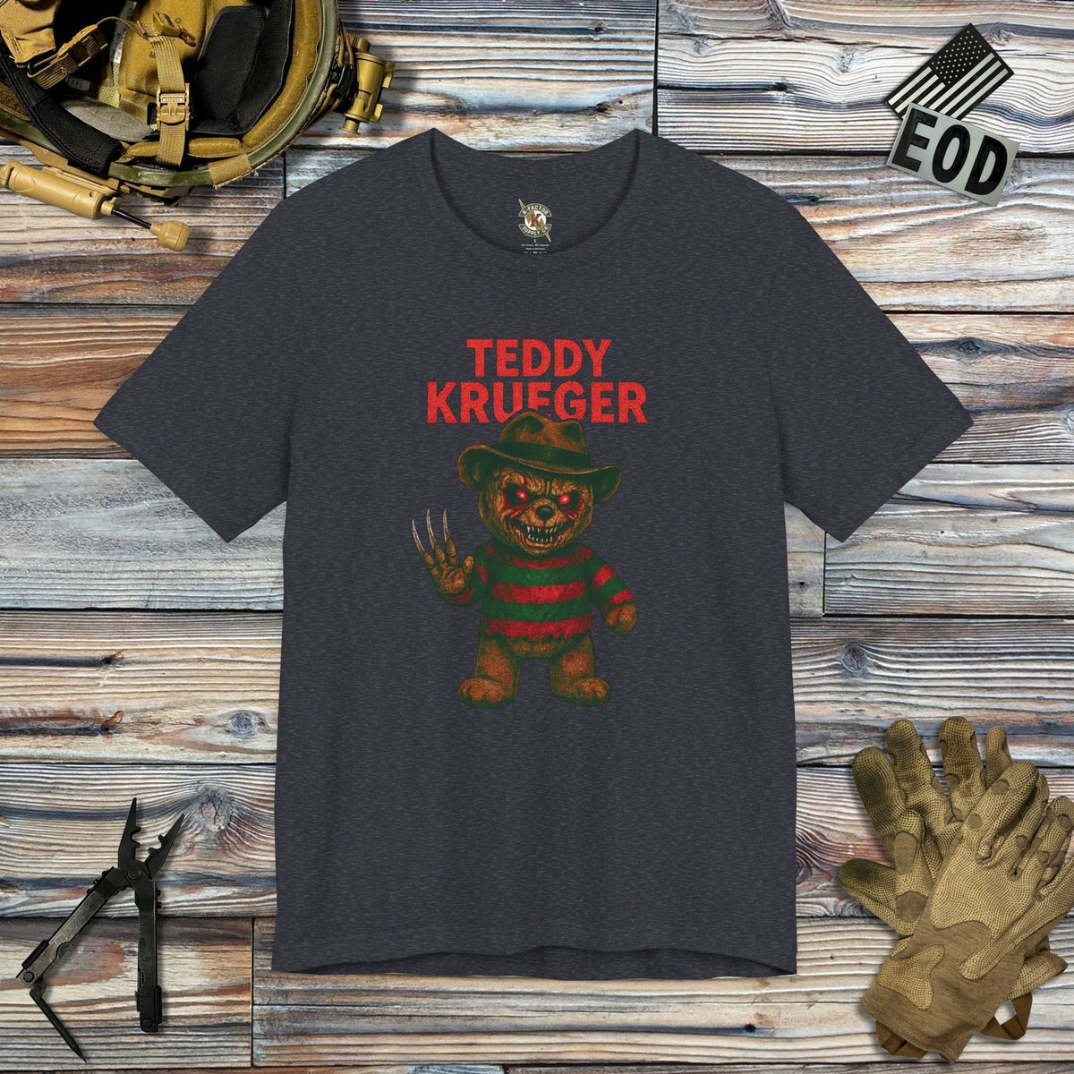 K-Factor Supply Co Teddy Krueger T-Shirt Heather Navy / S