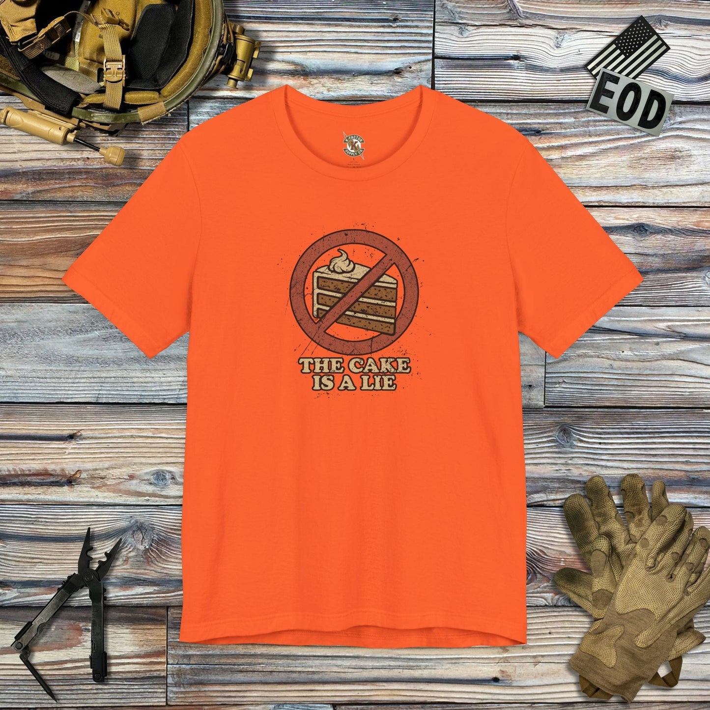 K-Factor Supply Co The Cake is a Lie T-Shirt Orange / S